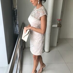 Sherri Hill Beaded Cocktail Dress | 8 | Light Pink/Peach